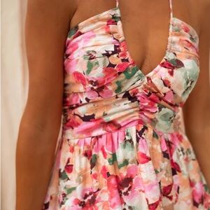 NWT Pink Floral Halter Dress size M/L